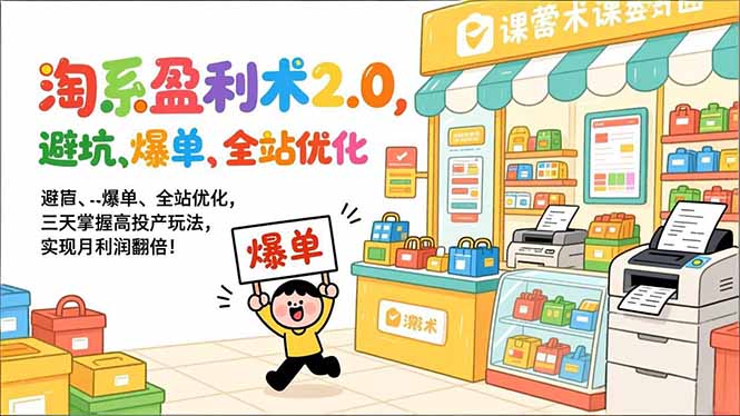 淘系盈利术2.0,避坑、爆单、全站优化,三天掌握高投产玩法,实现月利润翻倍!-小目标云网创