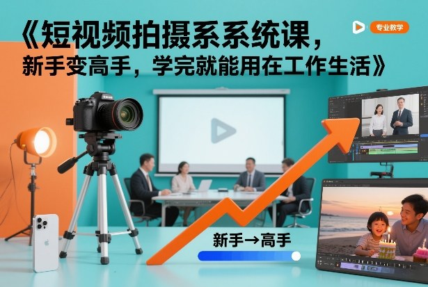短视频拍摄系统课,新手变高手,学完就能用在工作生活-小目标云网创
