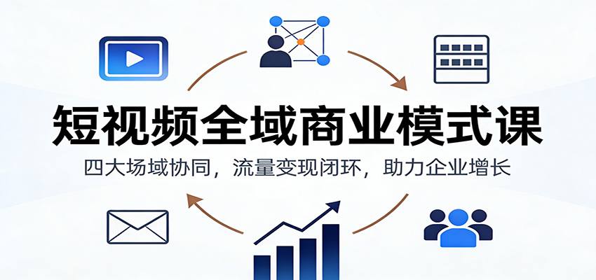 短视频全域商业模式课：四大场域协同，流量变现闭环，助力企业增长-小目标云网创