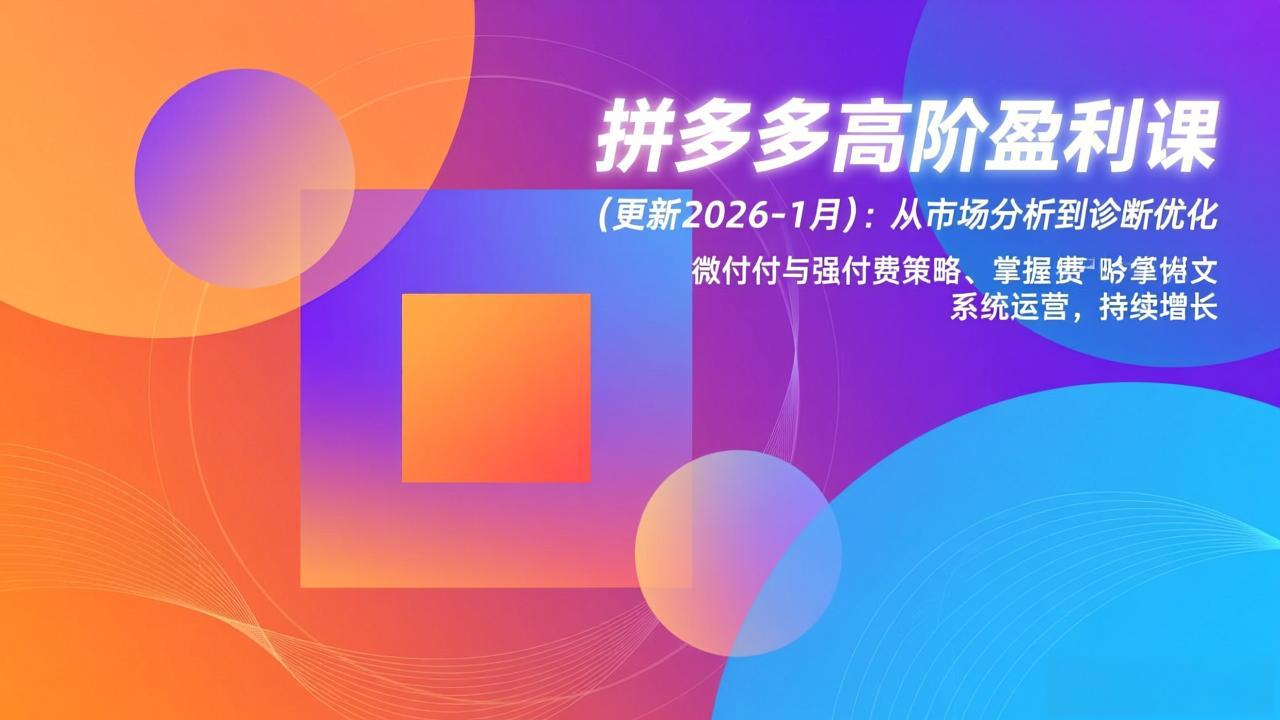 拼多多高阶盈利课(更新2026-1月-小目标云网创