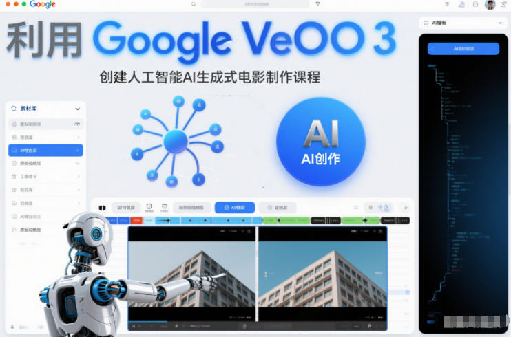 利l用Google Veo 3创建人工智能AI生成式电影制作课程,使用人工智能的力量创建令人惊叹的视频-小目标云网创