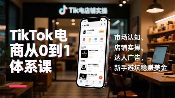 TikTok电商从0到1体系课,市场认知、店铺实操、达人广告,新手避坑稳赚美金-小目标云网创