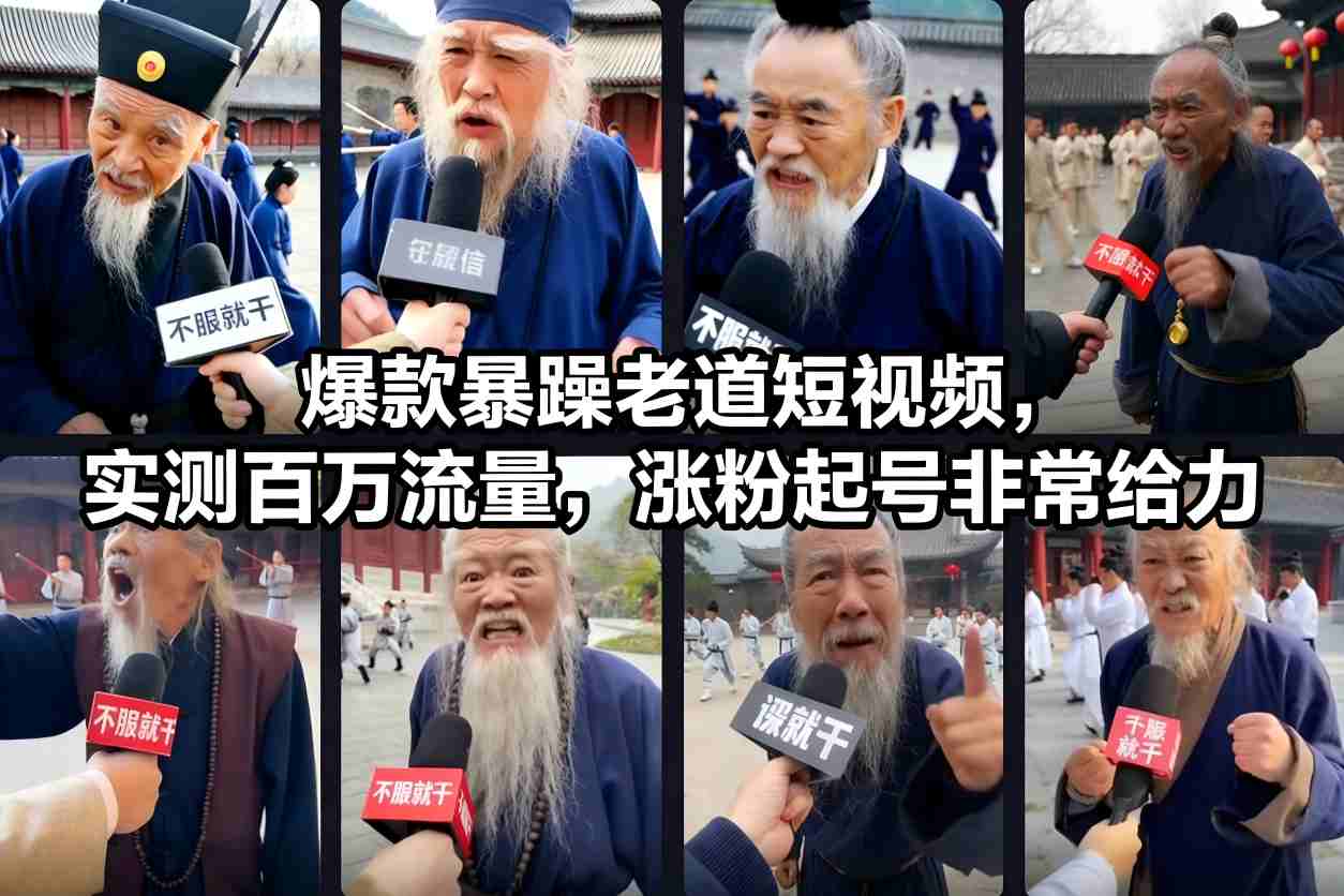 爆款暴躁老道短视频，实测百万流量，涨粉起号非常给力-小目标云网创