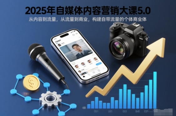 2025年自媒体内容营销大课5.0，从内容到流量，从流量到商业，构建自带流量的个体商业体-小目标云网创