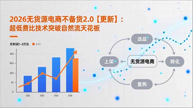 2026无货源电商不备货2.0【更新】：超低费比技术突破自然流天花板，单店月利润1-3万元-小目标云网创