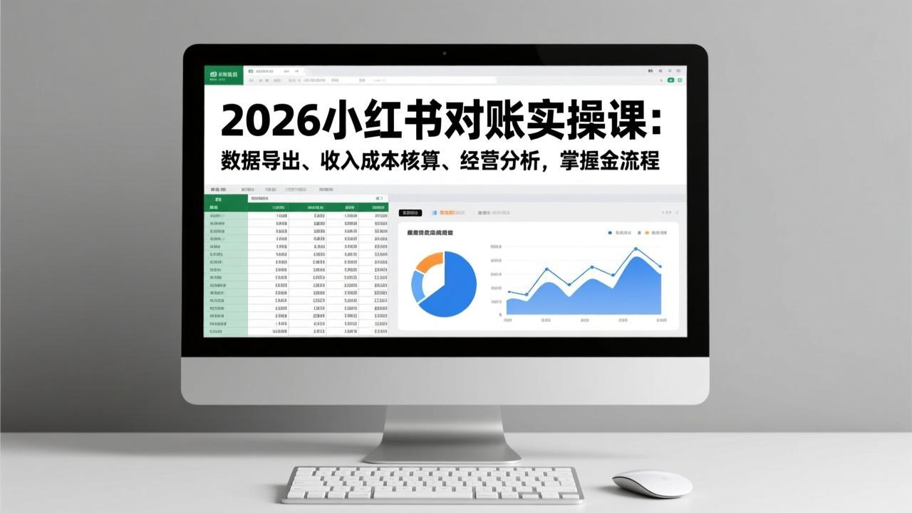 2026小红书对账实操课:数据导出、收入成本核算、经营分析,掌握全流程-小目标云网创
