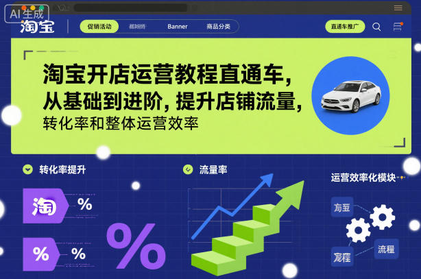淘宝开店运营教程直通车，从基础到进阶，提升店铺流量，转化率和整体运营效率(更新26年1月)-小目标云网创