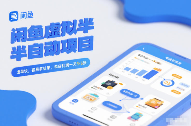 闲鱼虚拟半自动项目,出单快,容易拿结果,单店利润一天3-5张-小目标云网创