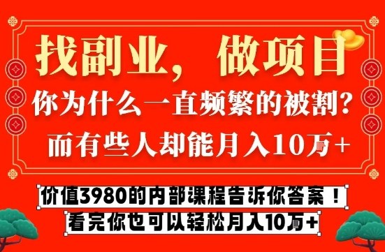 价值3980的网创内部课程,告诉你互联网创业月入10个W的秘密【揭秘】-小目标云网创