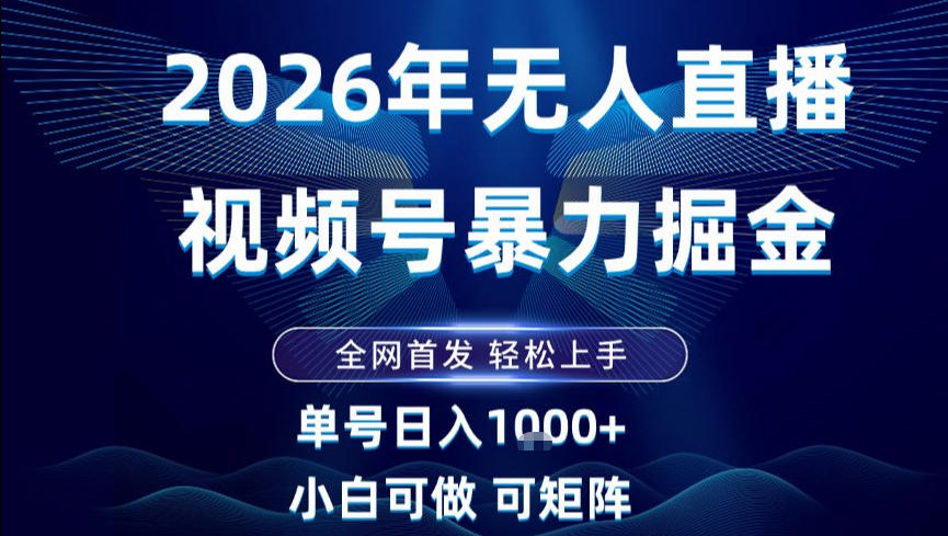 2026最新视频号无人直播掘金，全网首发，小白可以玩，长期稳定日入1k+【揭秘】-小目标云网创