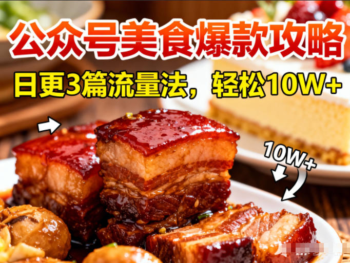 公众号搬运美食爆款攻略,日更3篇流量主打法,轻松10W+阅读-小目标云网创