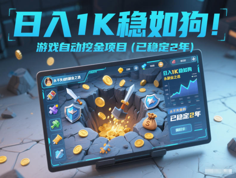 日入1K稳如狗!游戏自动挖金项目(已稳定2年),永不失业的副业之选【揭秘】-小目标云网创